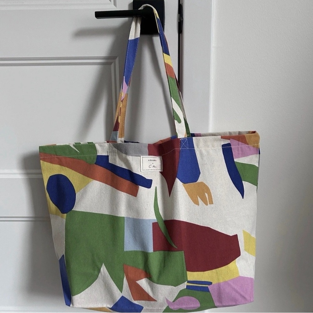 Sézane x G. Kero Bright Multicolor Colorful Canvas Tote Bag MultiCo Arty Sezane